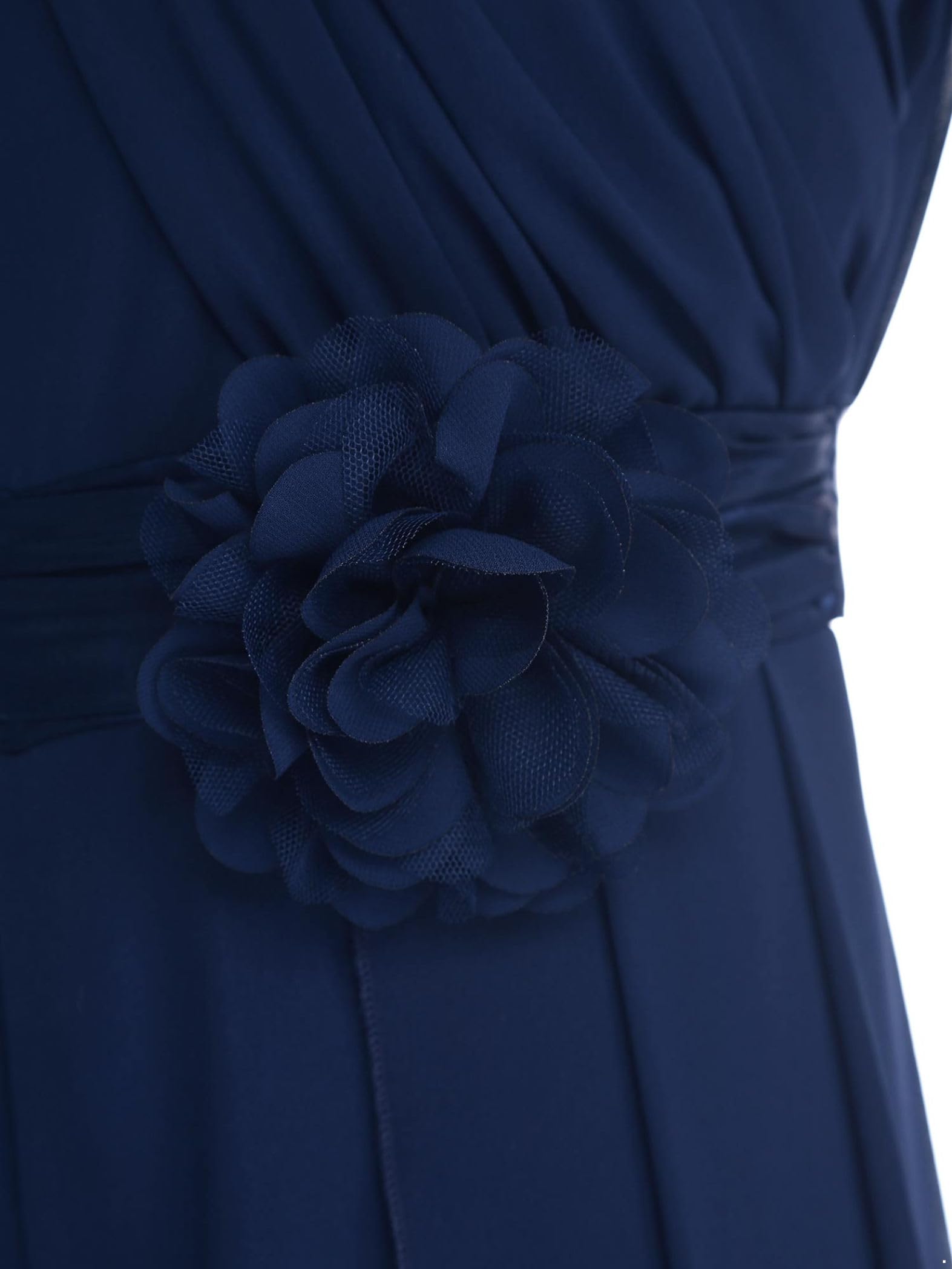 Mädchen Jumpsuit Festlich Overall Elegant Hosenanzug mit Blumen Taillengürtel Weites Bein Hose Festlich Hochzeit Geburtstag Party Outfits Marine Blau 146-152