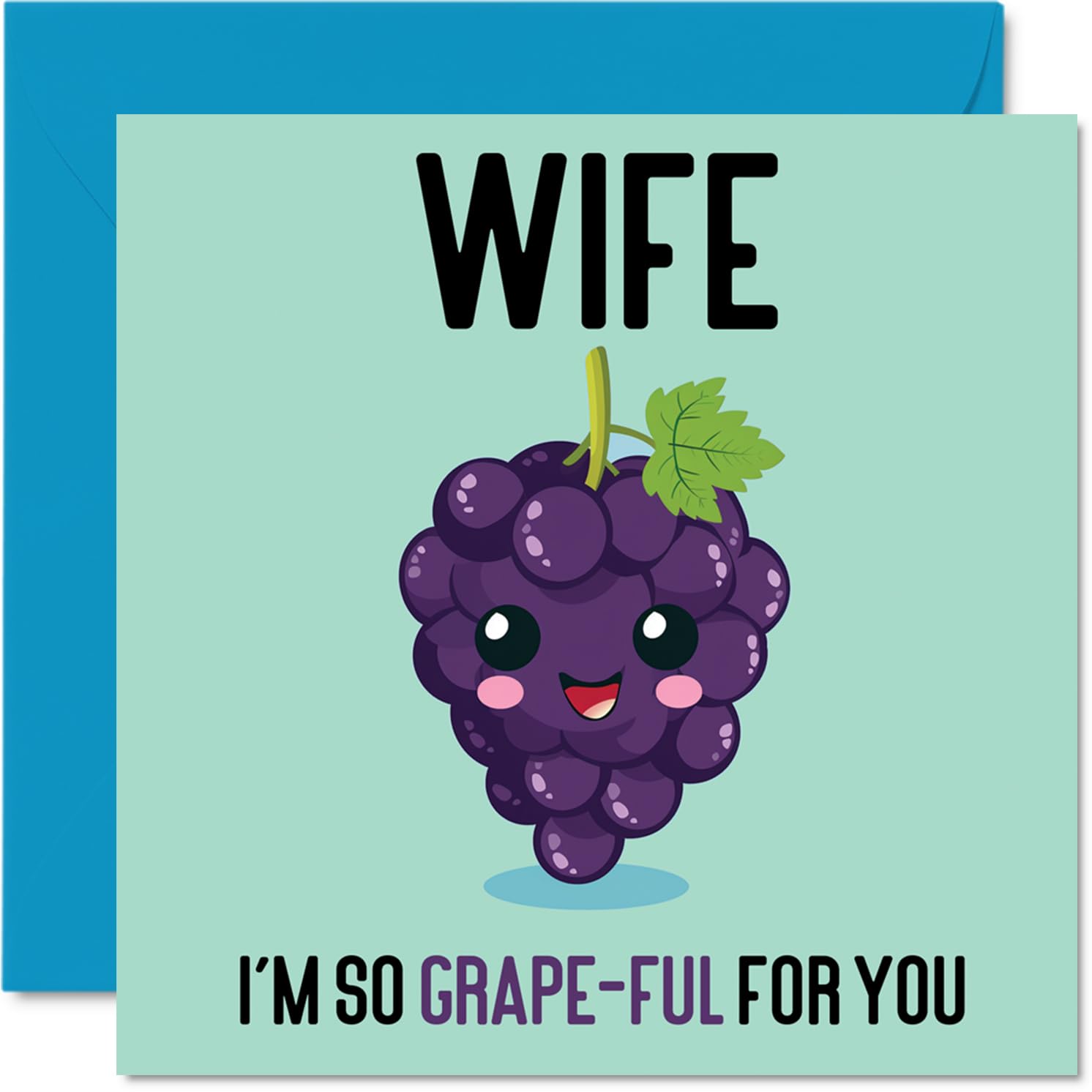 Thank You Cards for Wife - Grape-Ful - Funny Happy Birthday Card for Wife from Husband, Wifey Birthday Gifts, 145mm Joke Greeting Cards Women Her