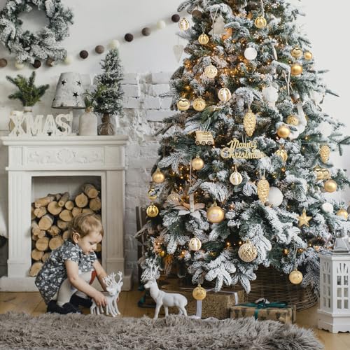 Christmas Balls 65pcs, Christmas Tree Decoration Set, Christmas Ornaments Set for Xmas Tree Holiday Party Garland Decor - Gold