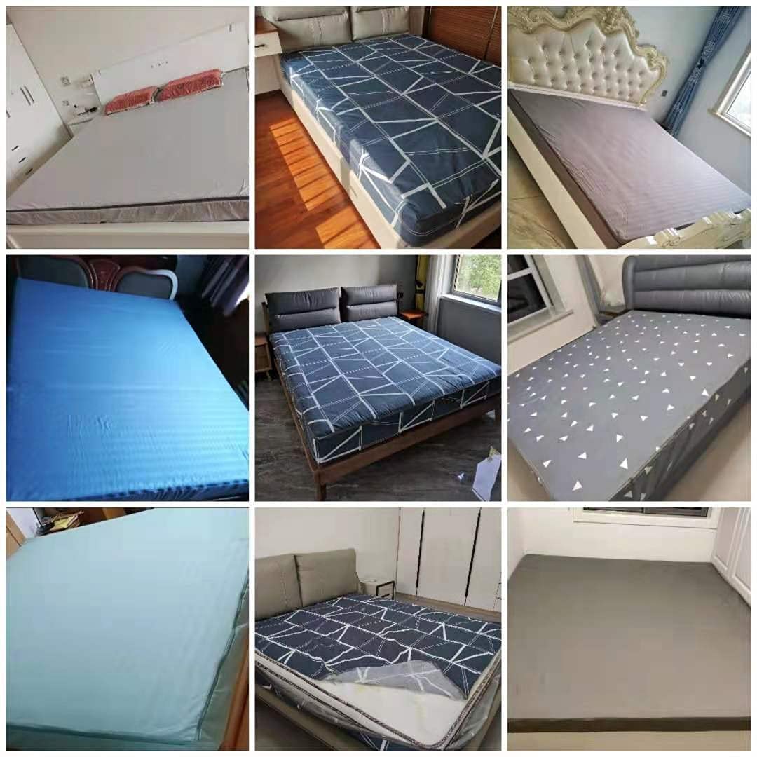 Protector de colchón con cremallera de algodón de color sólido para camas individuales y dobles, 150, 180 x 200 cm, 200 x 220 + 15 cm, duradero y suave, ideal para protección de ropa de cama