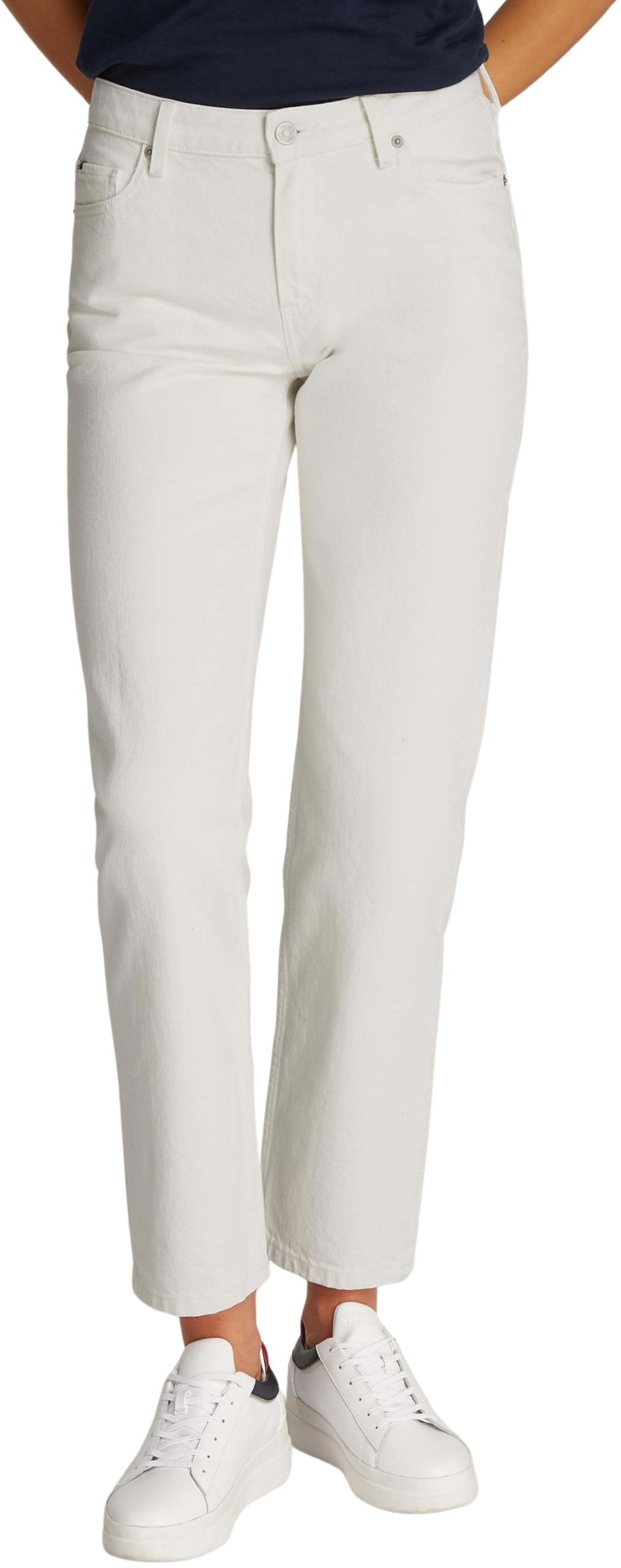 Tommy Hilfiger Women's Classic Wide Leg Ecru Jeans, White (Ecru), 30W/32L