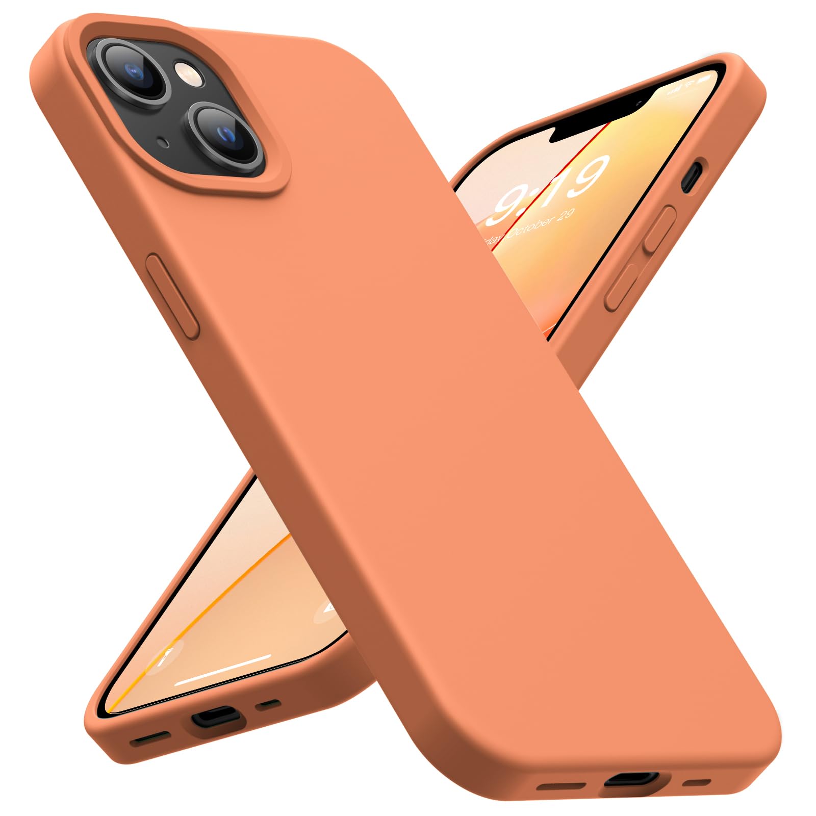 Ouxul iPhone SE/7/8 Case - Liquid Silicone Gel Rubber, Full Body Slim Soft Microfiber Lining Protective Case (Orange)