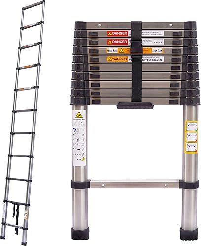 Miniatura 11 de Escalera de extensión telescópica de aluminio - 16.5 pies/5 m, ligera, portátil, plegable, estándar EN131, capacidad de 330 libras