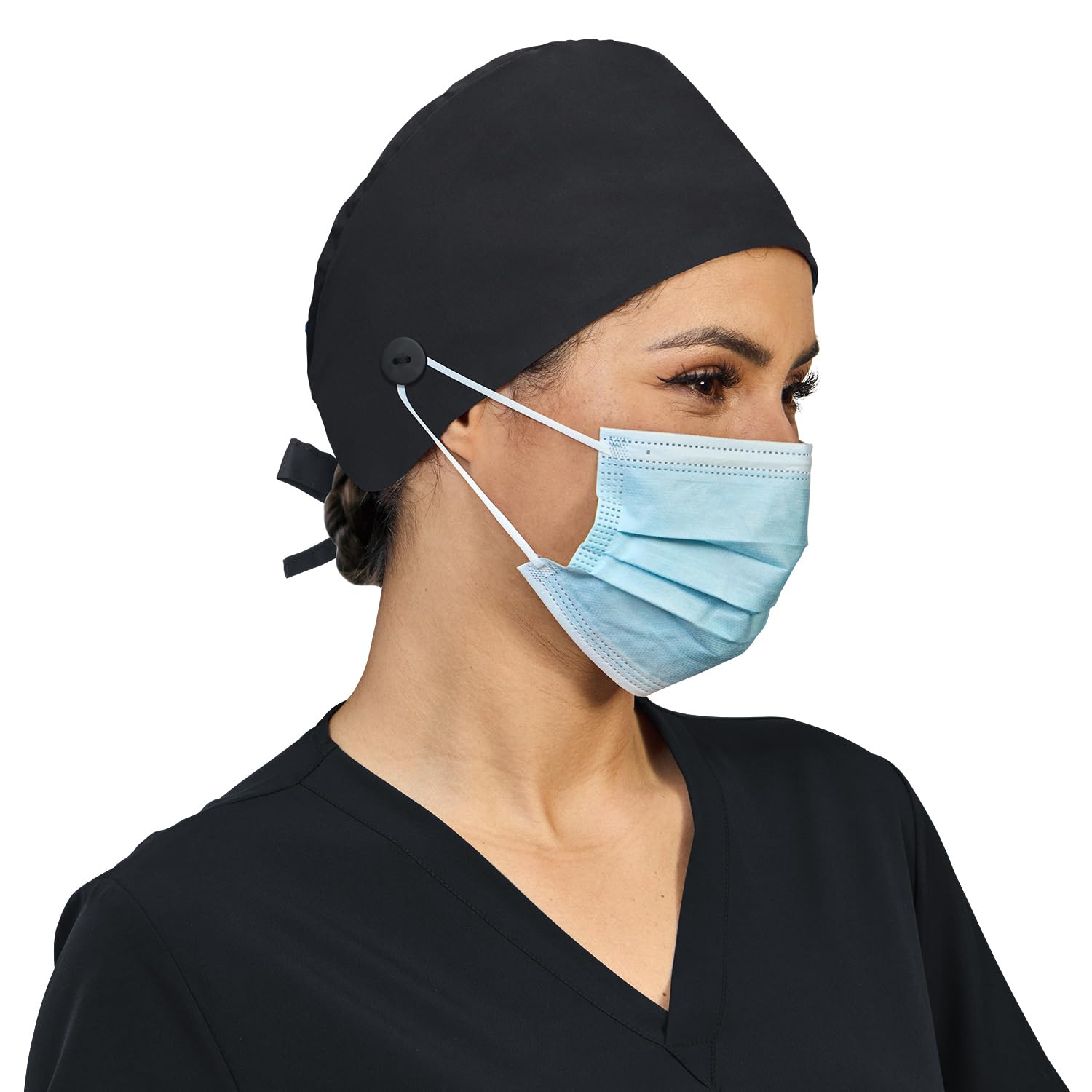 QBA Adjustable Working Cap with Button, Cotton Working Hat Sweatband, Elastic Bandage Tie Back Hats for Women &amp; Men, One Size