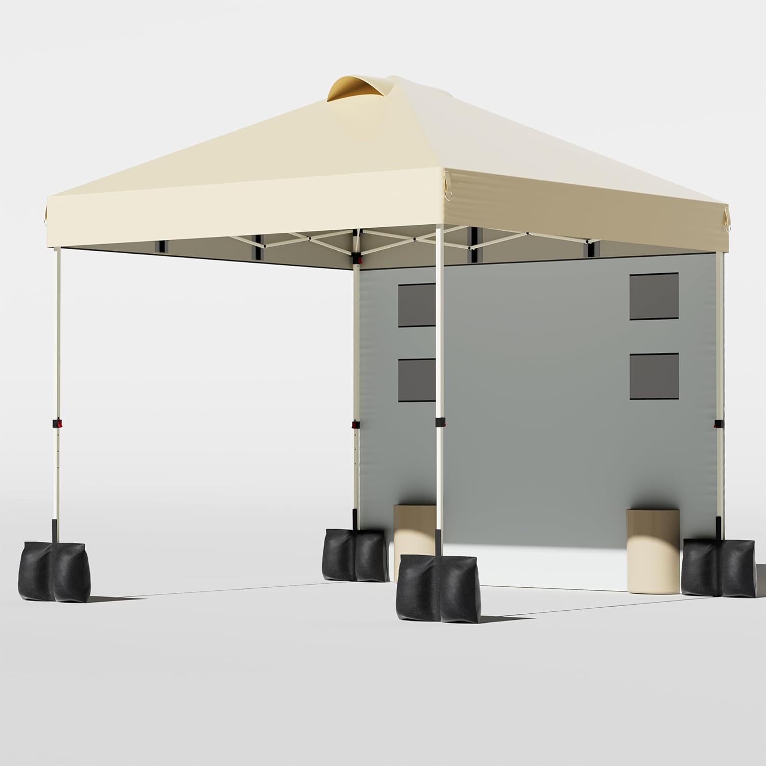 Onelike 10'x10' Pop Up Canopy Tent Outdoor Sun Shade Garden Instant Canopy with Pockets Sidewall,4 Ropes, 8 Stakes,4 Weight Bags Esay Up Sun Shelter Patio Camping Beach Canopy Tents, Khaki