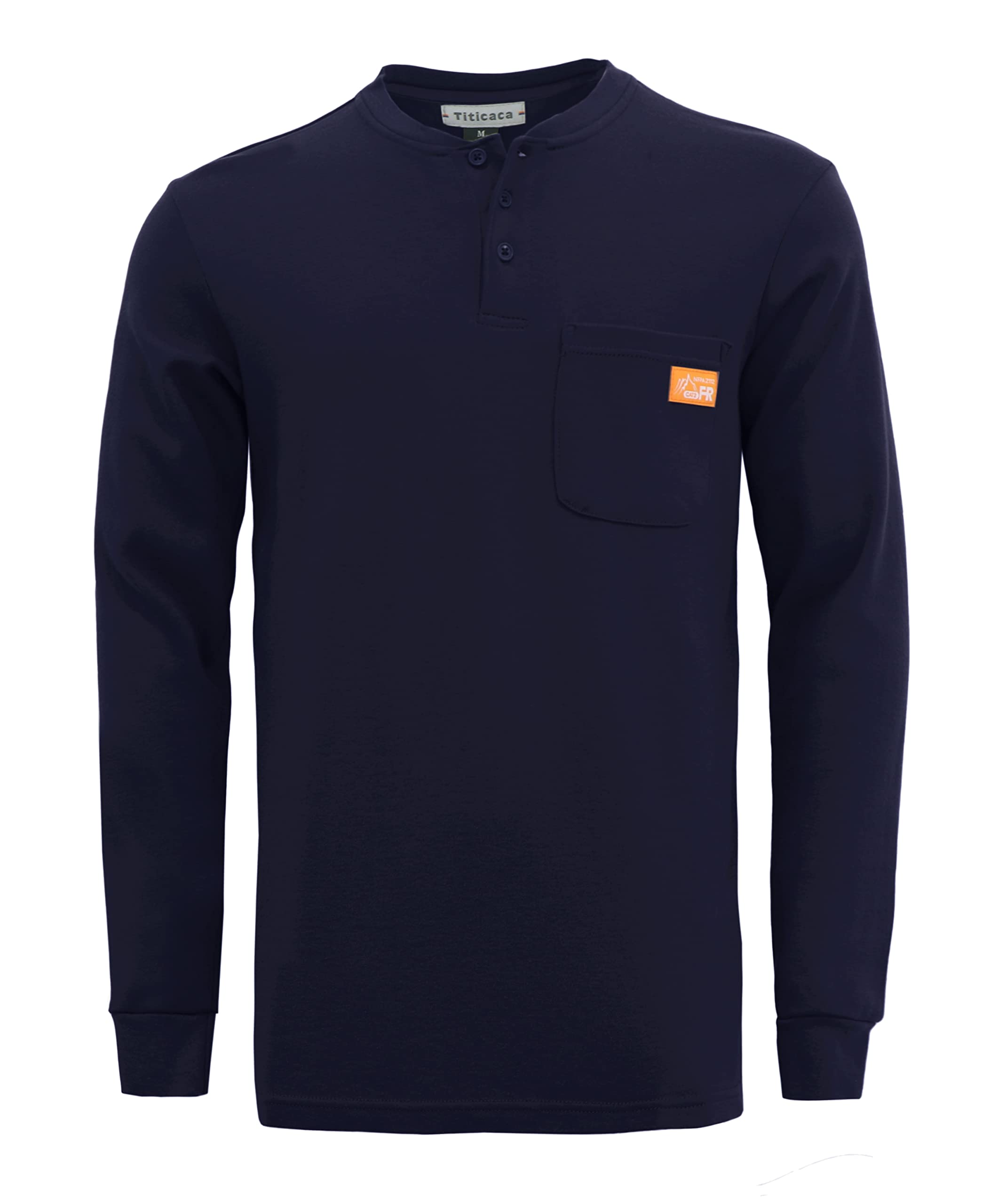 TiticacaFR Henley 5.5OZ 100% Cotton Flame Resistant Henley Style Long Sleeve T-Shirts
