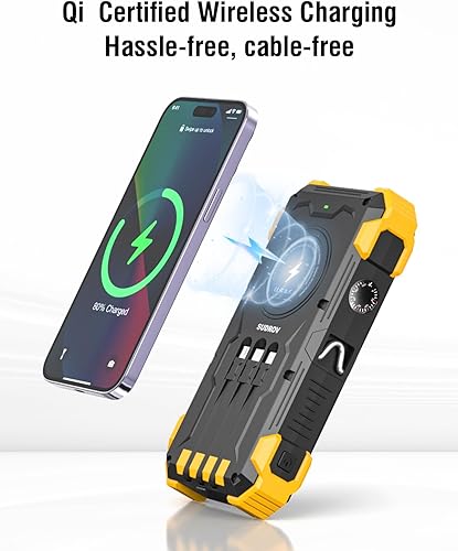 Miniatura 4 de Cargador solar, cargador portátil inalámbrico de 42800 mAh con entrada y salida USB-C, carga rápida QC3.0 de 15 W, 4 puertos, batería para