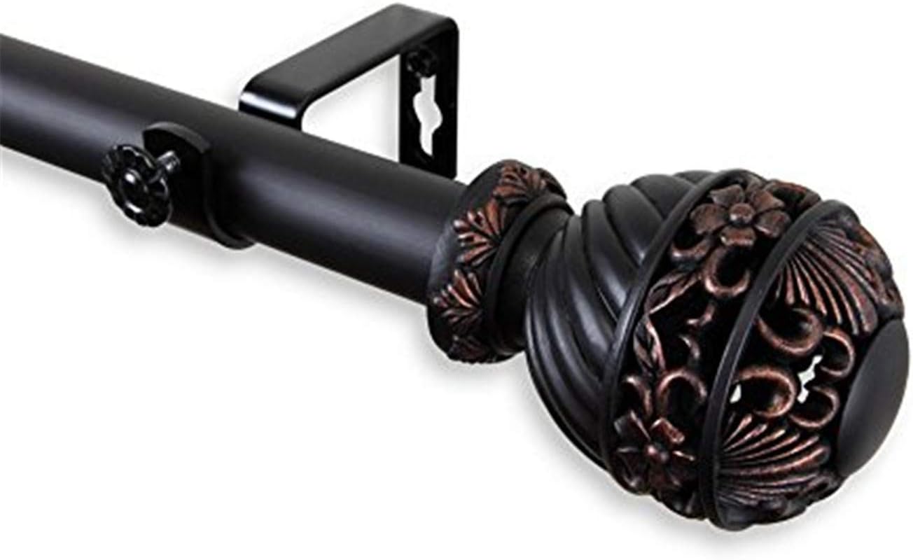 Rod Desyne Home Decorative Lanette Curtain Rod 28-48" - Black