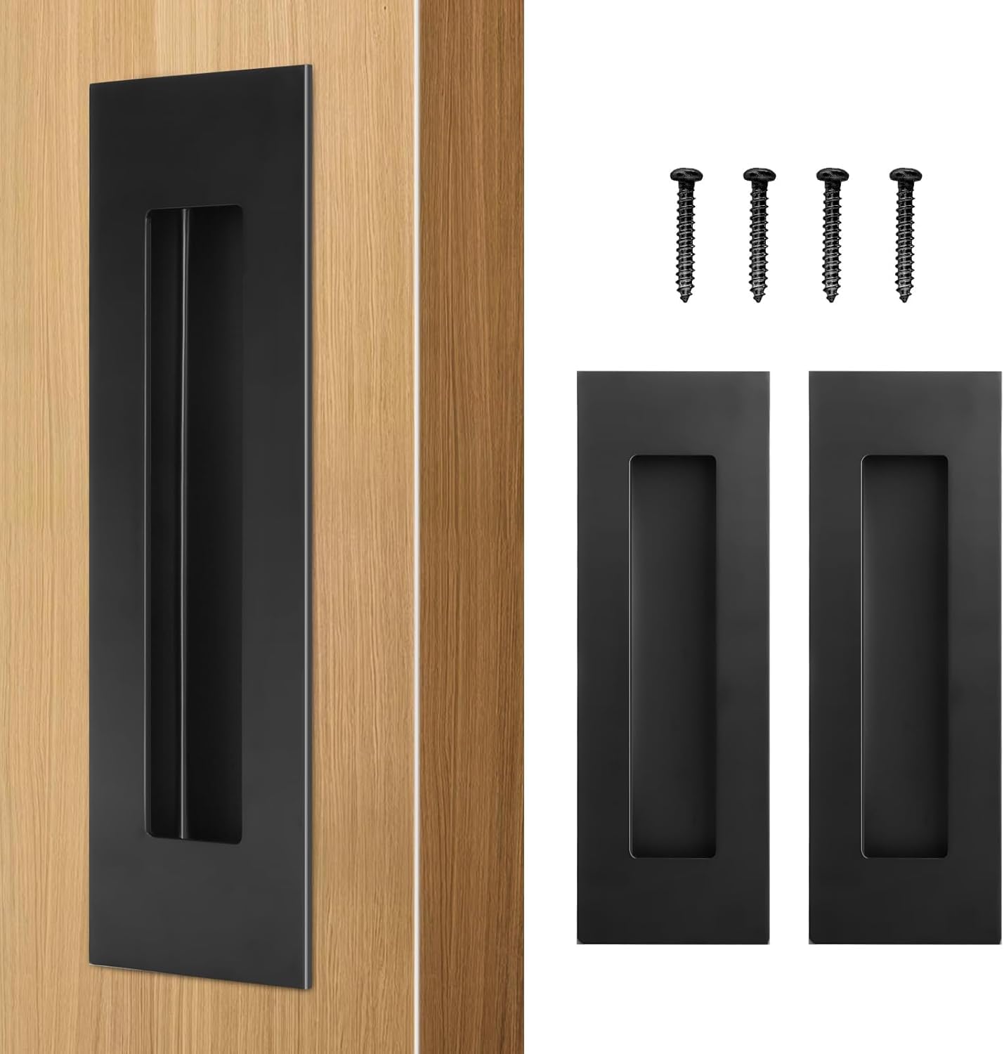 HBL' Pocket Door Hardware Set – 2 Recessed Flush Finger Pulls & 1 Edge Pull, Made of 304 Stainless Steel, Template Included, Black. — Amazon image 14