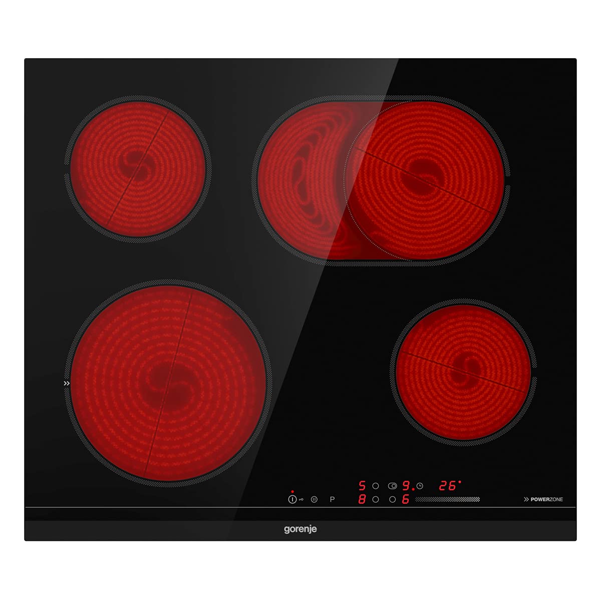 60 cm Built In Electric/Glass Ceramic Hob, Made In Solvenia, Black, Ecs648Bcsc"Min 1 year manufacturer warranty"