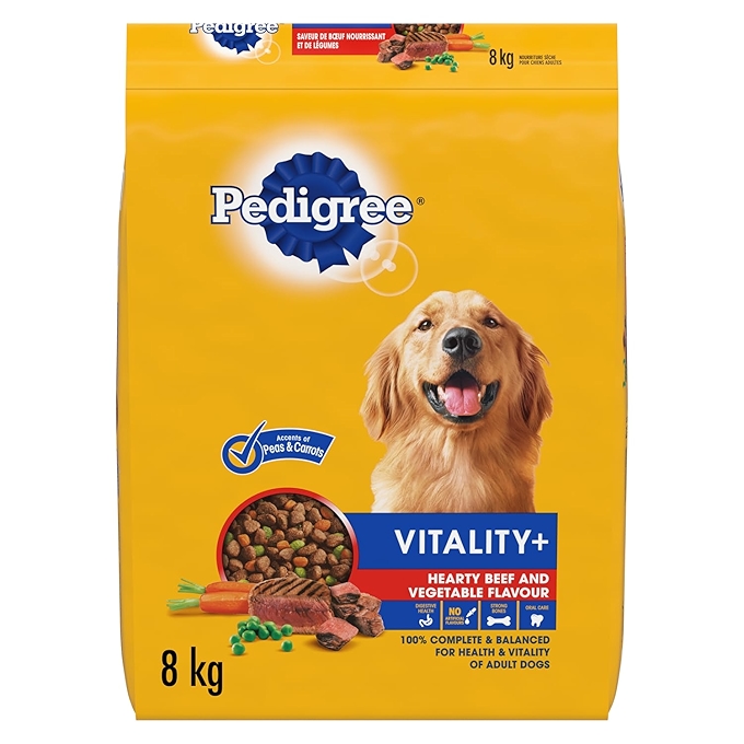 倍狗活力+成犬干粮，丰盛牛肉与蔬菜