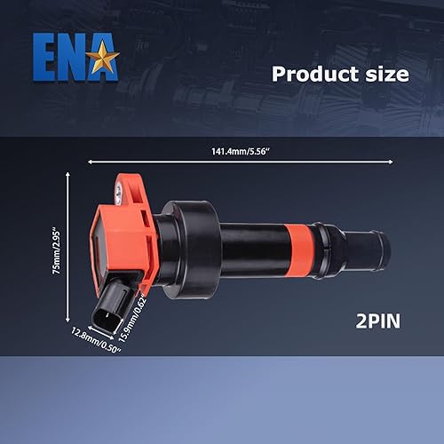Miniatura 2 de ENA Juego de 4 bobinas de encendido rojas L4 1.6L 2012 2013 2014 2015 2016 2017 compatibles con Kia Rio Soul Hyundai Accent Veloster 1.6 bobinas