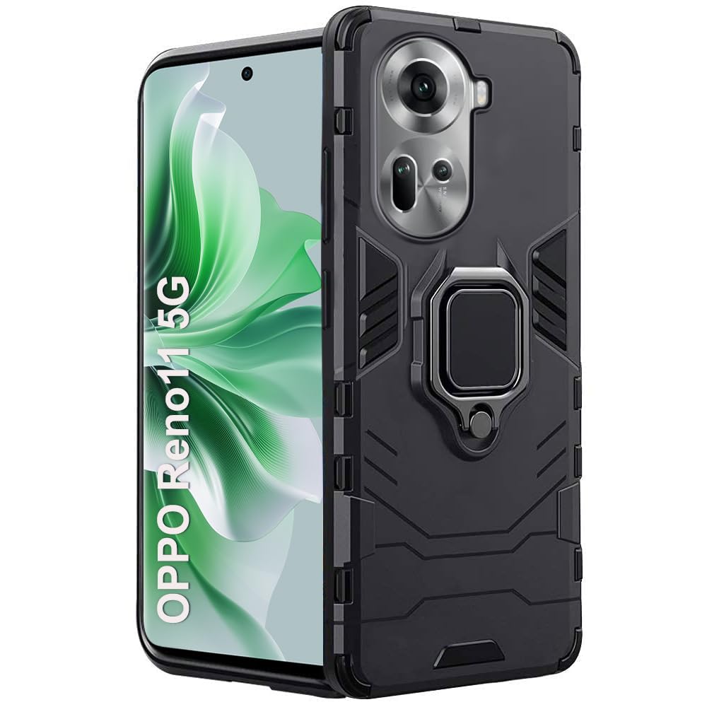 TheGiftKart Tough Armor Bumper Back Case Cover for Oppo Reno 11 5G | Ring Holder & Kickstand in-Built | 360 Degree Protection Back Case Cover for Oppo Reno 11 5G (PC & TPU, Black) (B0CRV44FT9) Amazon Price History, Amazon Price Tracker