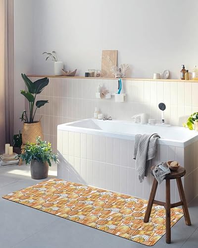 Miniatura 6 de Tapete de baño vintage con diseño de calabazas para bañera, antideslizante, de secado rápido y absorbente, con tierra de diatomeas, fregadero de
