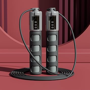 Lifelong Skipping Rope For Men, Women & Children Jump Rope With Adjustable Height (290cm) & Counter, For Exercise, Workout & Weight loss-PVC For Kids-(Grey) - image, photos
