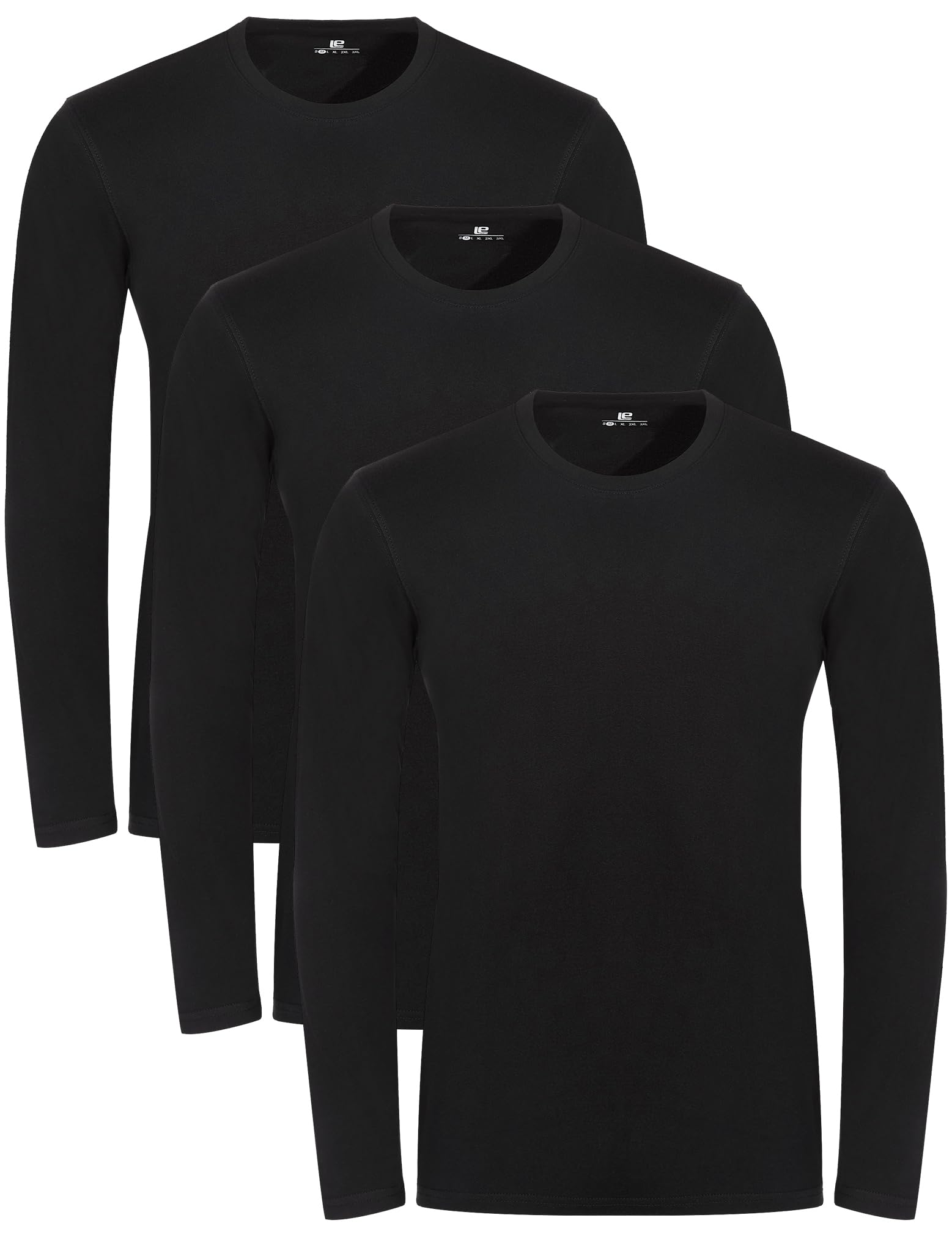 Lower East Basic Rundhals Langarm-Shirts für Herren 3er I 5er Pack aus 100% Baumwolle I Herren Longsleeve in vielen Farben