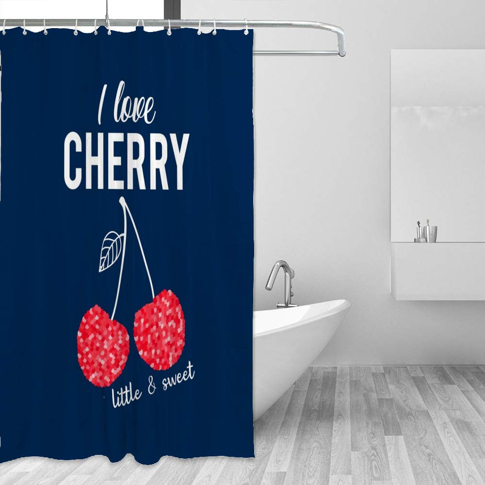 Rideau de douche cerise pour salle de bain familiale ambiance vitaminée tissu imperméable