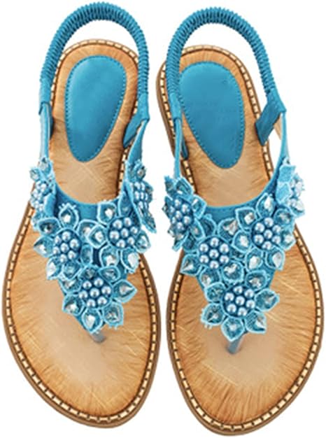 Damen Bohemian Casual Sandalen Summer Beach Slippers Elastische T