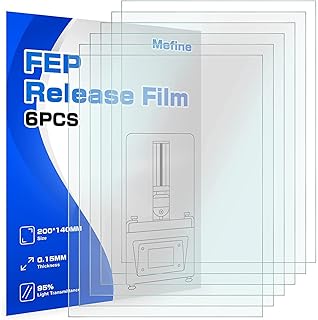 6PCS FEP Film 200x140x0.15mm for ELEGOO Mars 2 Pro, Mars 3, Mars 3 Pro, ANYCUBIC Photon, Photon S, Photon Mono 4K, Phrozen Sonic Mini 4K, Creality Halot-one, LD-002H LCD Resin Printer Fep Replacement