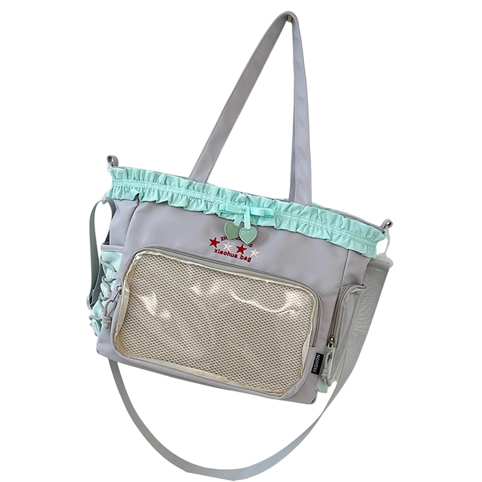 CAZSTYK Lovely Itabag Clear Crossbody Bag Large Capacity Shoulder Bag Commuting Ruched Lace Bows Messengers School Lovely Itabag
