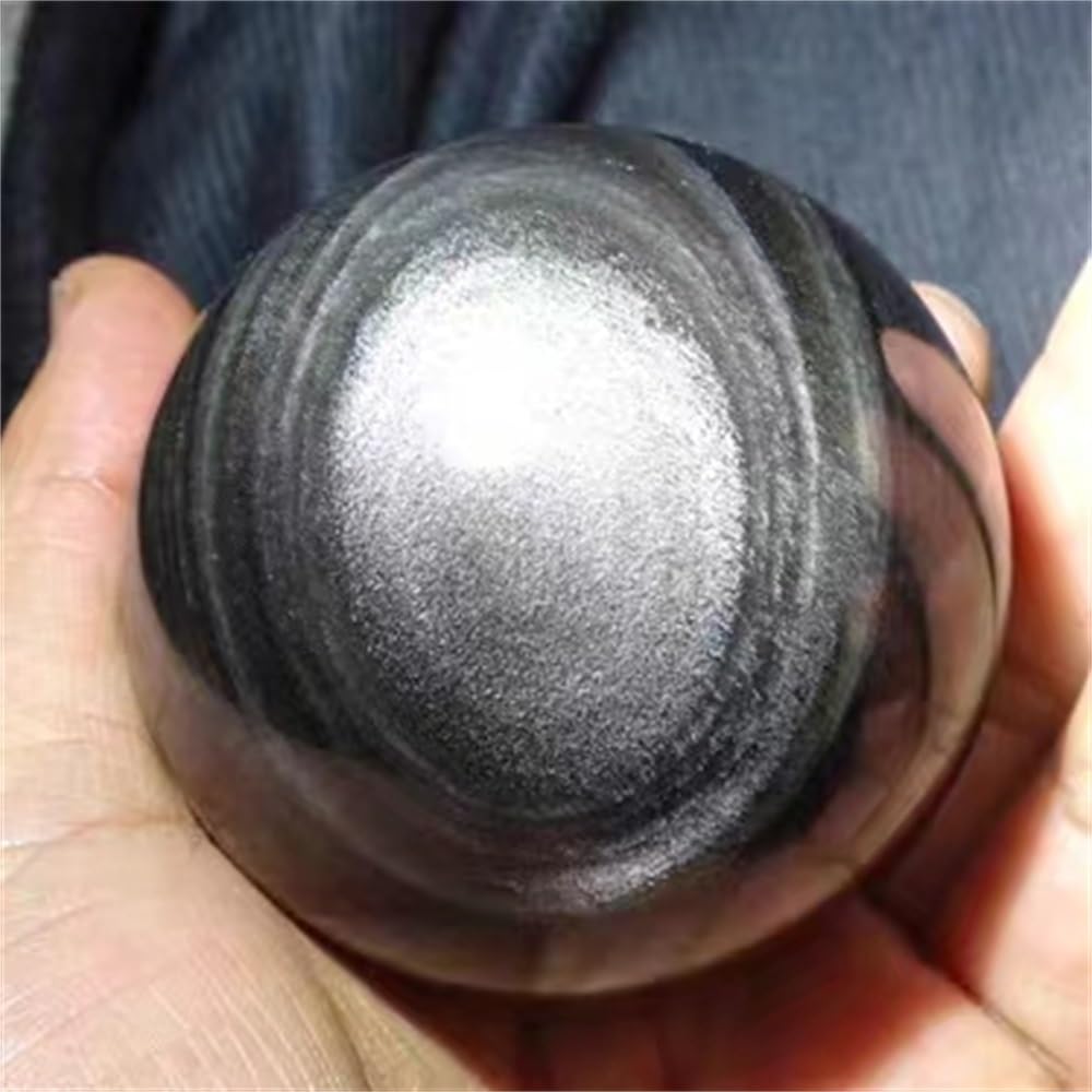 Natürliche Obsidian-Kugel-Quarz-Kristall-Probe, Heimbüro, dekorativer Trommelstein Voller Textur(Size:100-150g)