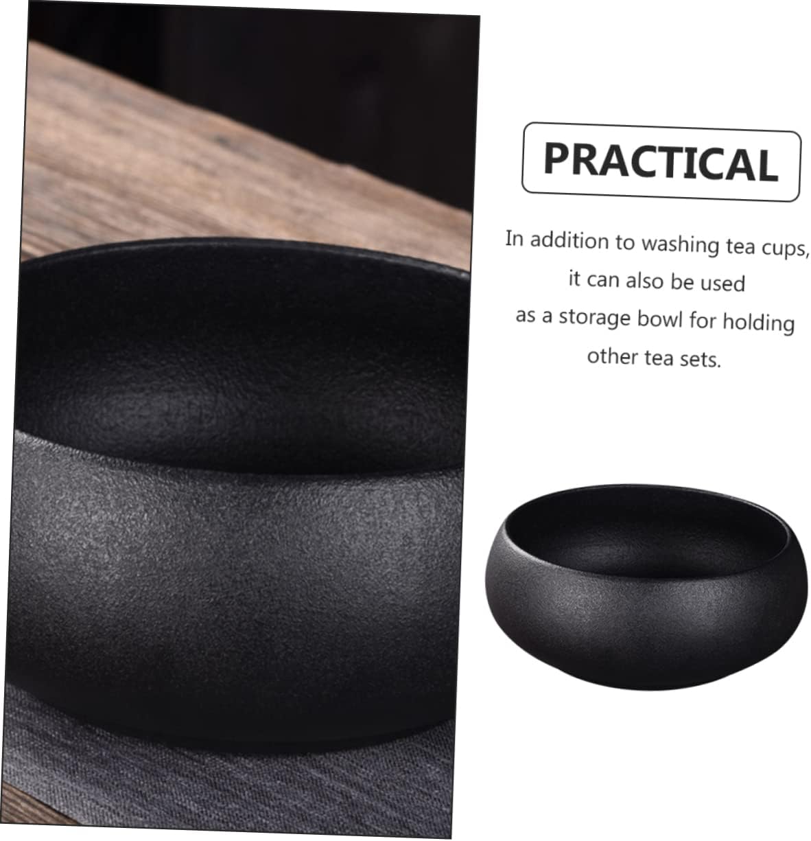 IMIKEYA Black Tea Washing Bowl for Tea Ceremony Accessories Handmade Pottery for Home Office