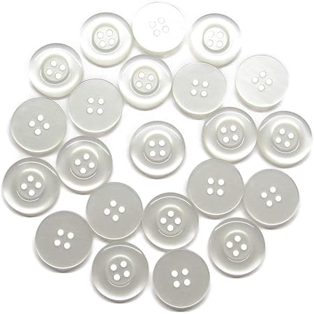 ButtonModeUniform Buttons for Workwear, School, Chef, Kitchen, Scrubs, Aprons with 4 Holes Measuring 19mm (3/4 in), White Opaque, 22-Buttons