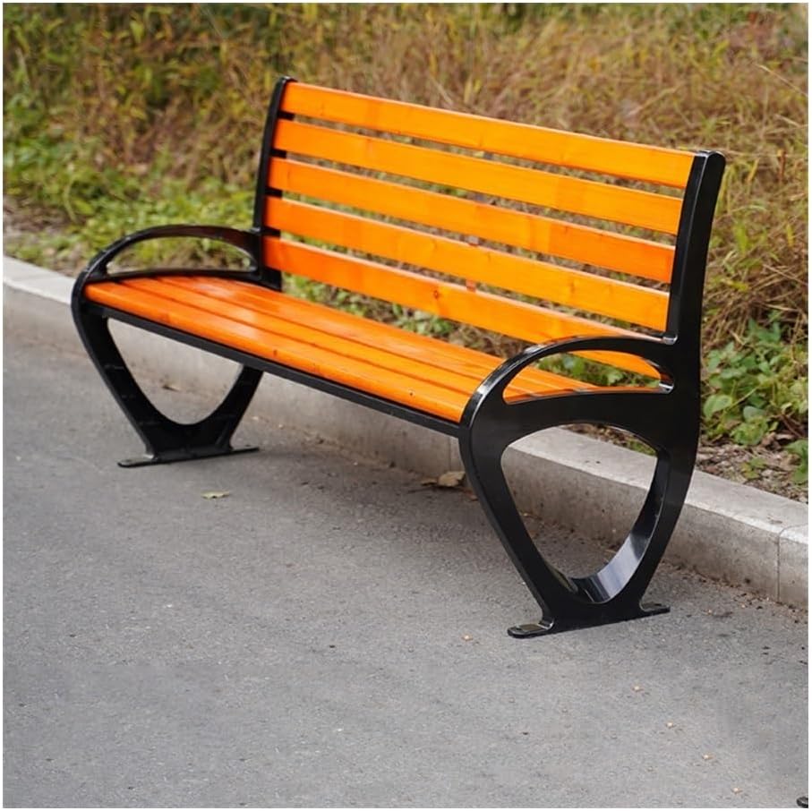 Outdoor Bench, Aluminum Outdoor Bench with Backrest, Garden Park Chair for Patio Yard Patio Bench(Brown,Large)