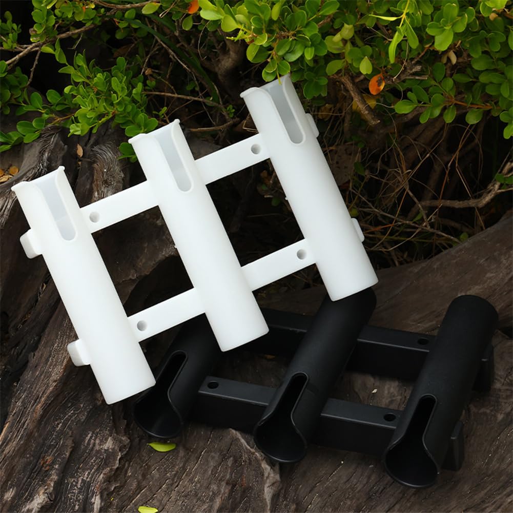 3 Tubes Link Fishing Rod Holder Bracket Plastic (White)