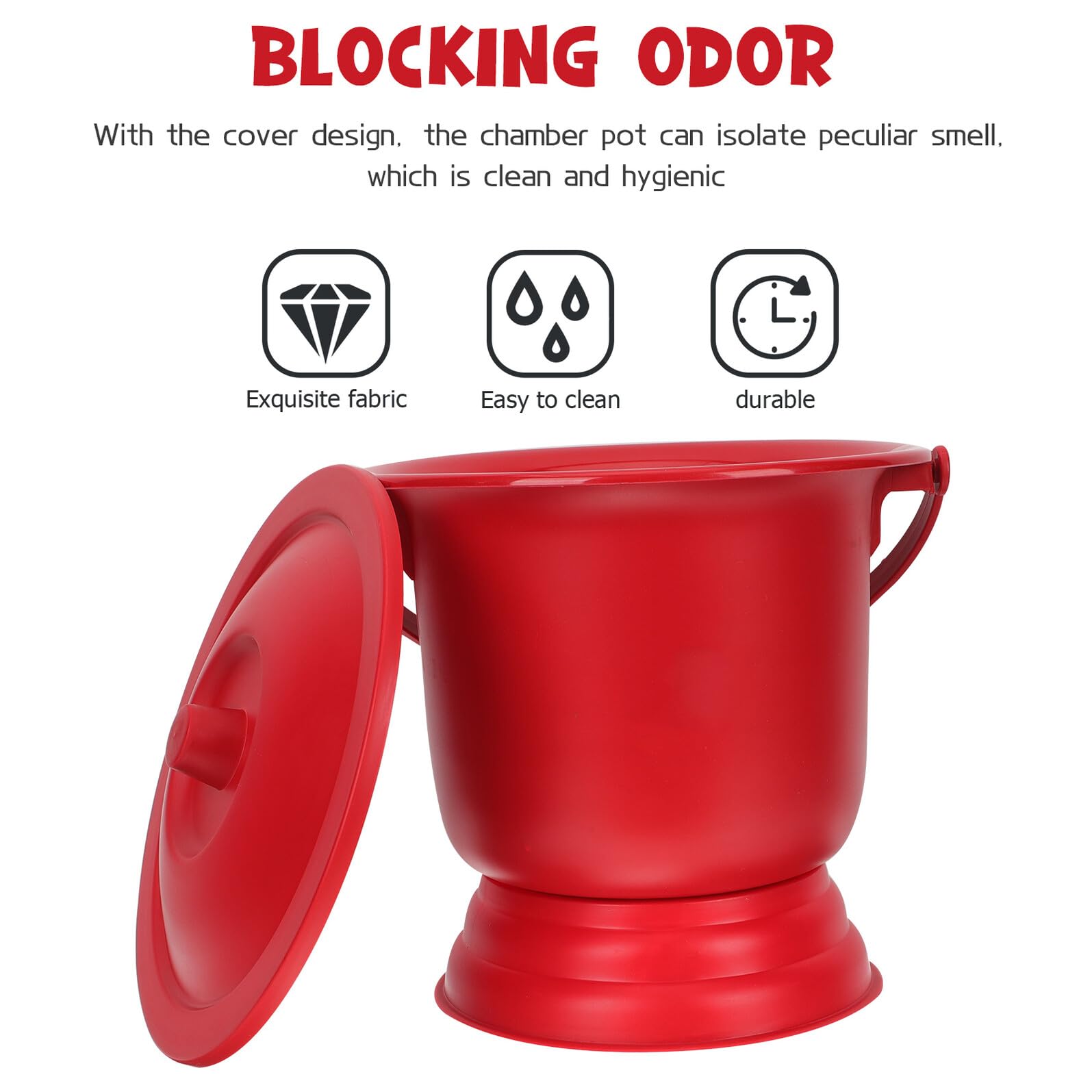 POPETPOP Escupidera Portátil Roja para Bodas, Cubo de Orina Grande de Pp Grueso Tapa y Base Antideslizante, Orinal Práctico y Duradero para Uso Doméstico y Hospitalario