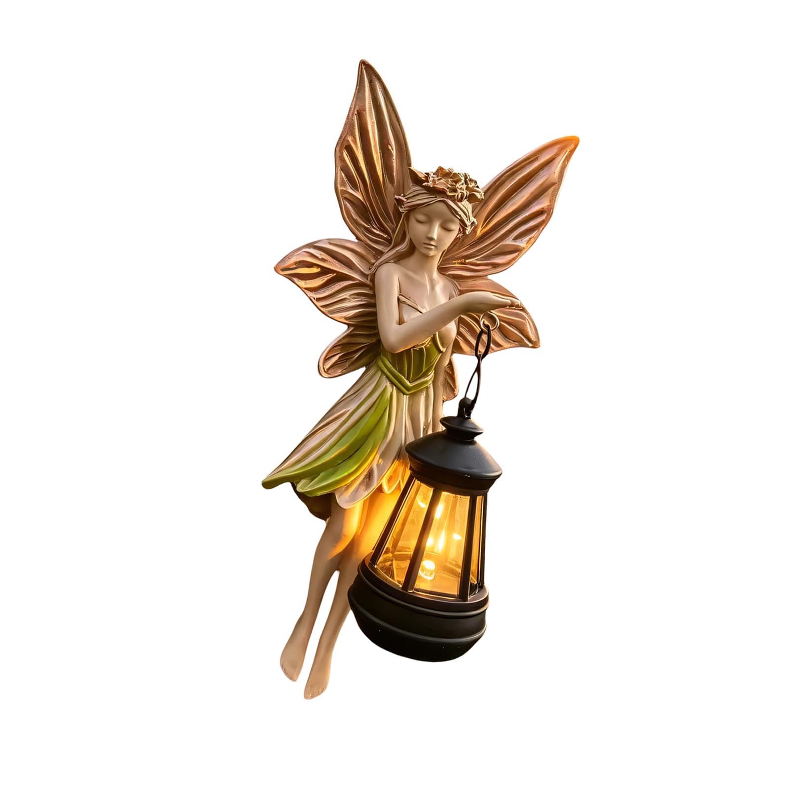 Fairy Statue, Garden Fairy Decor for Outside, Garden Statues Outdoor, Accent Solar Hanging Wall Light for Outdoor Porch Fence Branch Yard Spaces with Day Night Appeal
