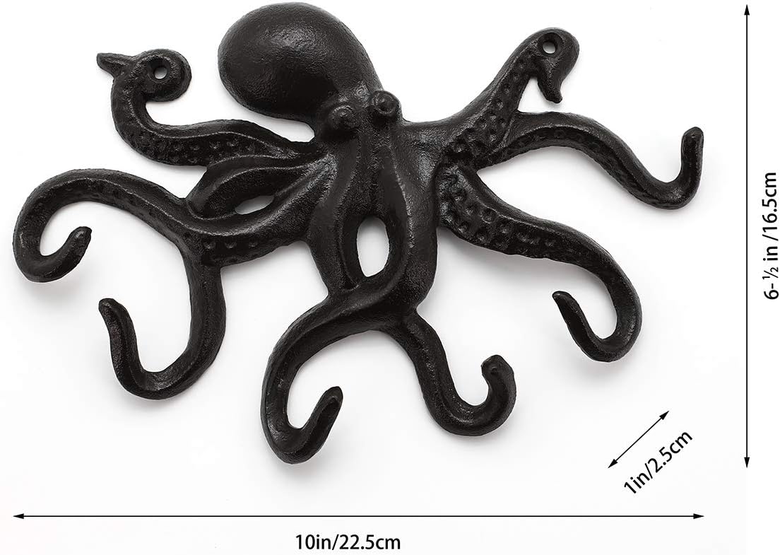 Key Holder for Wall, Octopus Coat Hooks Wall Mounted Towel Hooks, Heavy Duty Key Hooks Decorative with 6 arms - Image 3