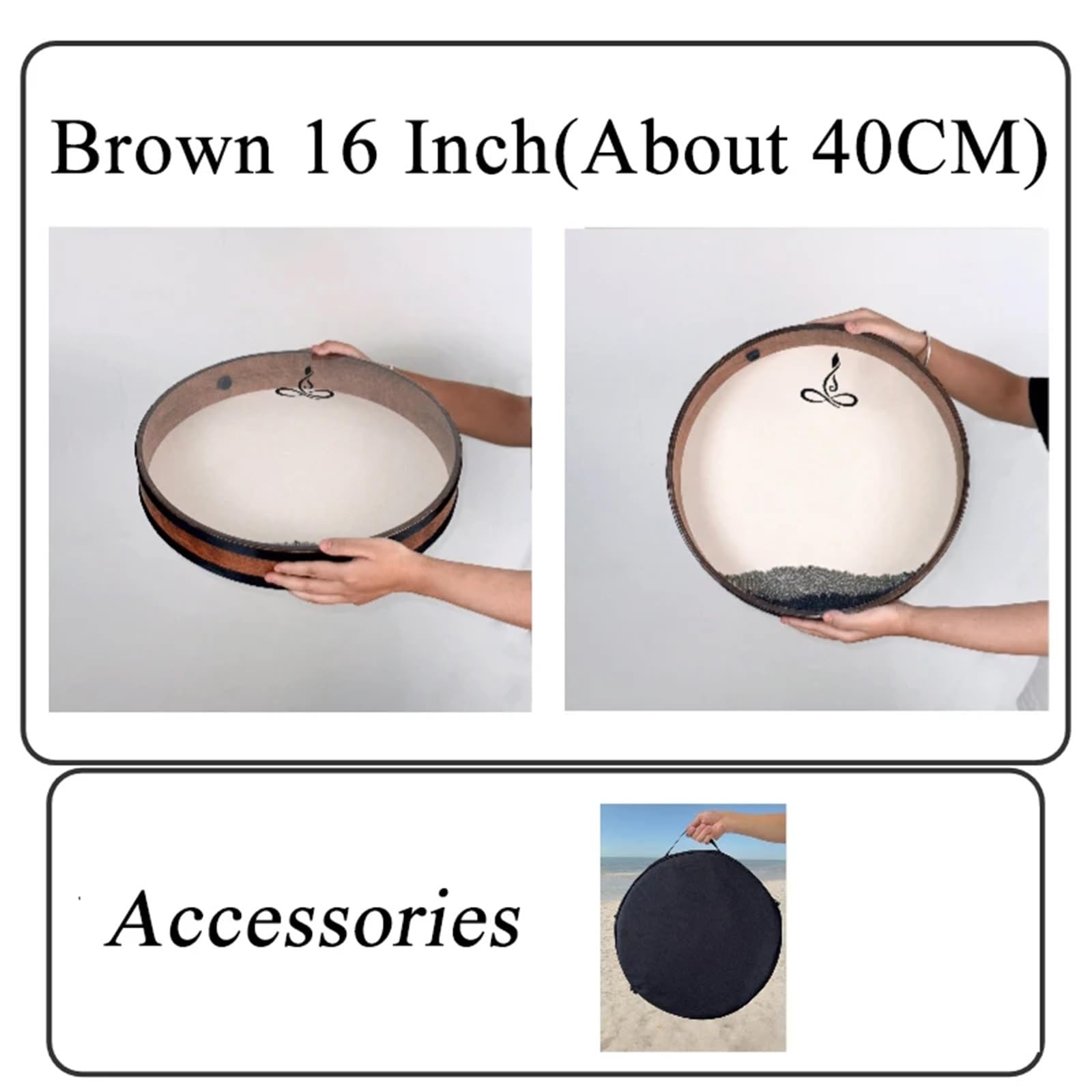 Ocean Drum Ocean Drum - Tambor profesional para yoga, meditación, ondas, sanación al aire libre, para relajación, simulando el mar (marrón, 16 pulgadas)