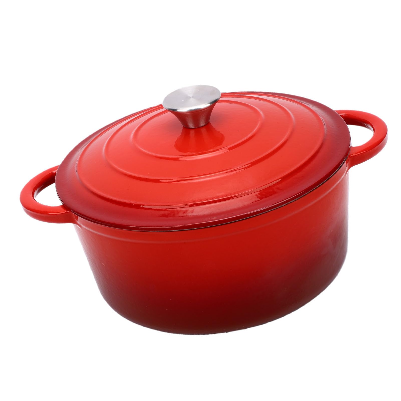 Bewinner Olla de Hierro Fundido con Tapa Esmaltada Antiadherente 26 Cm Apto para Horno Asado Estofado Salteado Cazuela de Cocción Lenta para Estufas Inducción de Gas Rojo (26CM)