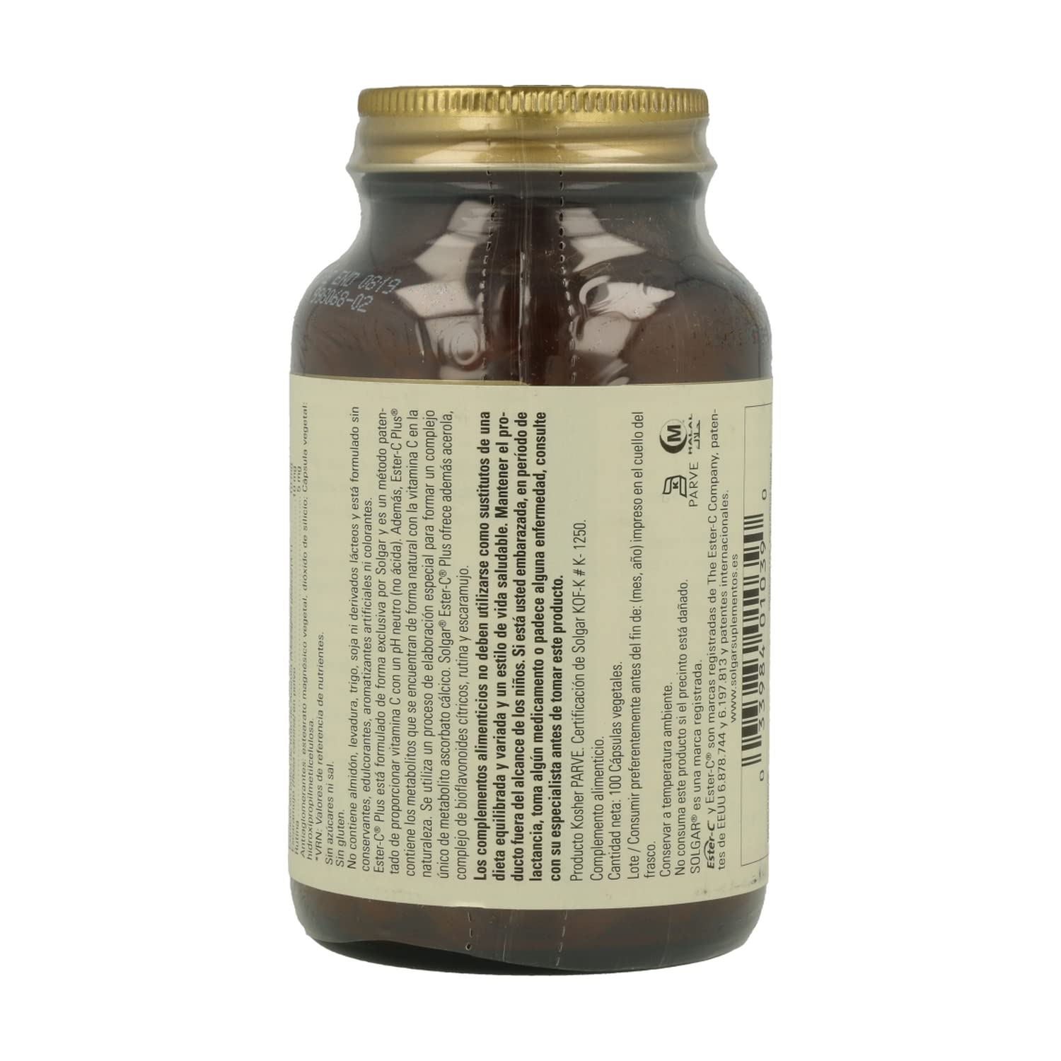 Ester C Plus 100 cápsulas vegetales de 500 mg de Solgar