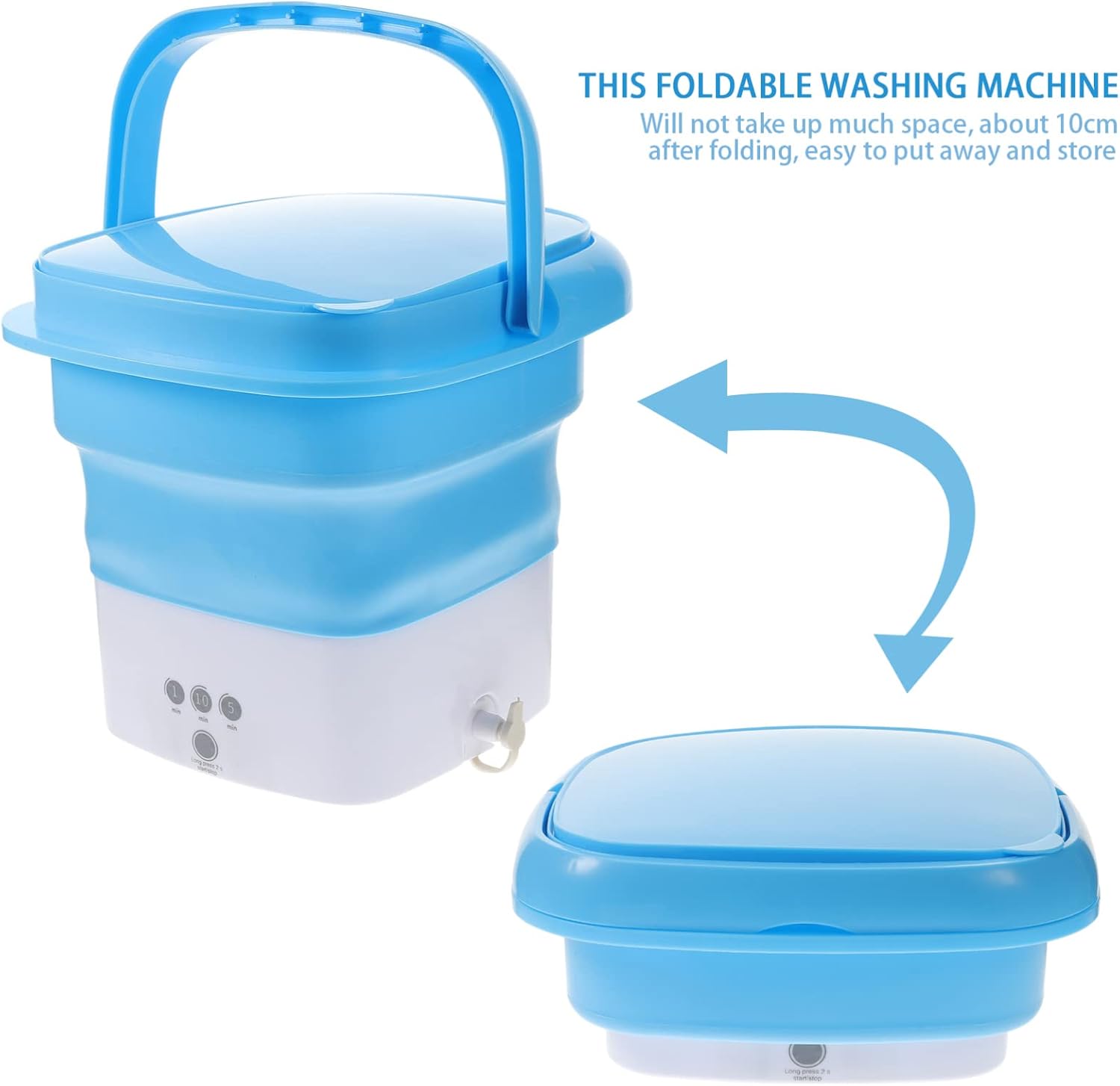 VILLCASE Portable Folding Washing Machine Capacity Modes High-frequency Scrubbing for Underwear Lightweight Clothes for Camping Travel Apartments