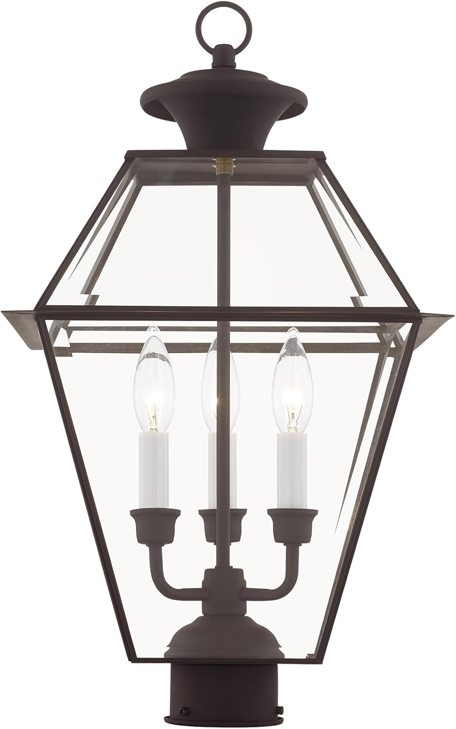 Livex Lighting Lantern 2384-07 Westover 3-Light Outdoor Post Head, Bronze, 21.50x12.00x12.00