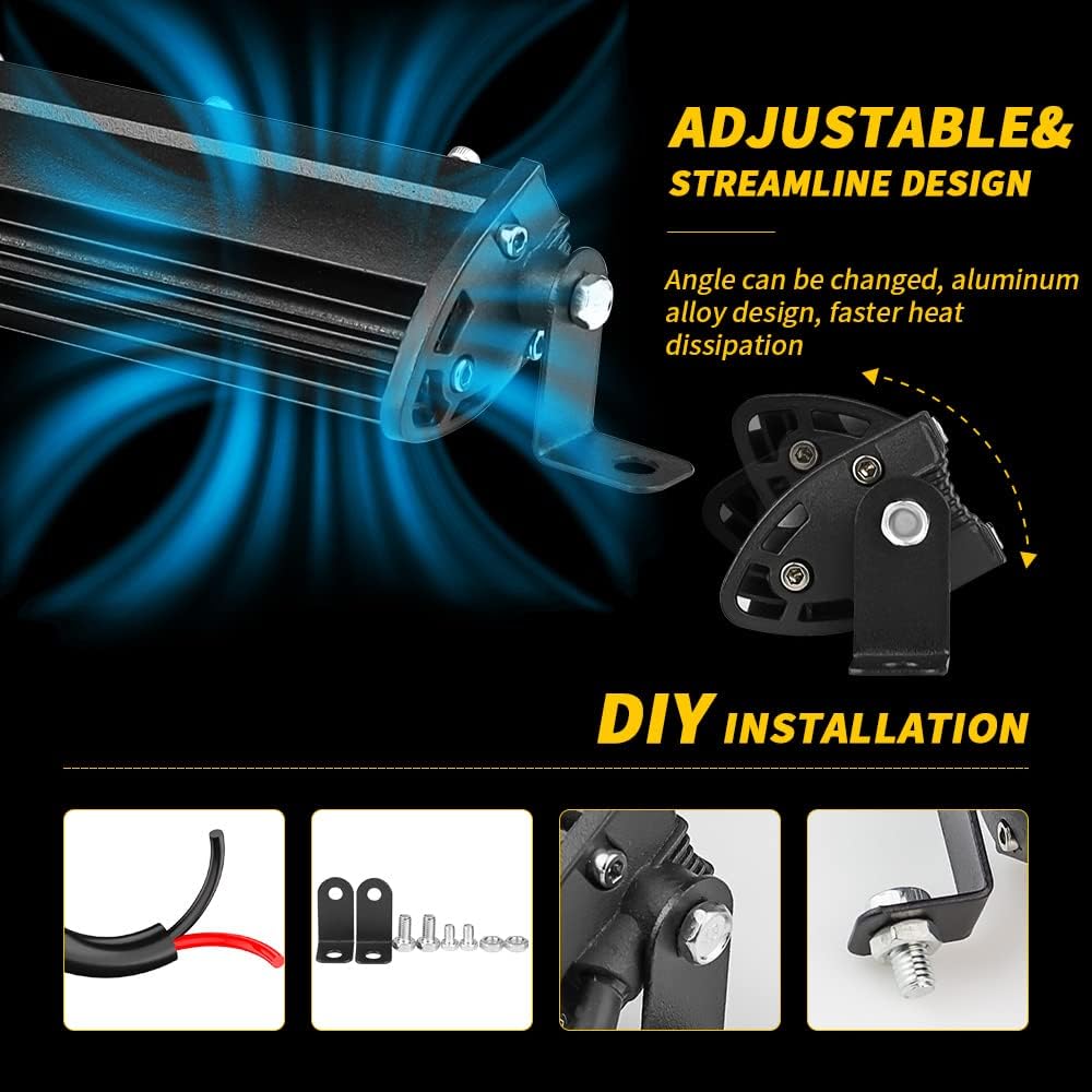 7 Inch Slim LED Light Bar,8PCS 18W 14000LM Single Row Led Light Bar Pods,12V-60V Driving Fog Light 60 Degrees Flood Light Mini LED Work Lights for Trucks Off Road ATV UTV SUV Boat : Automotive