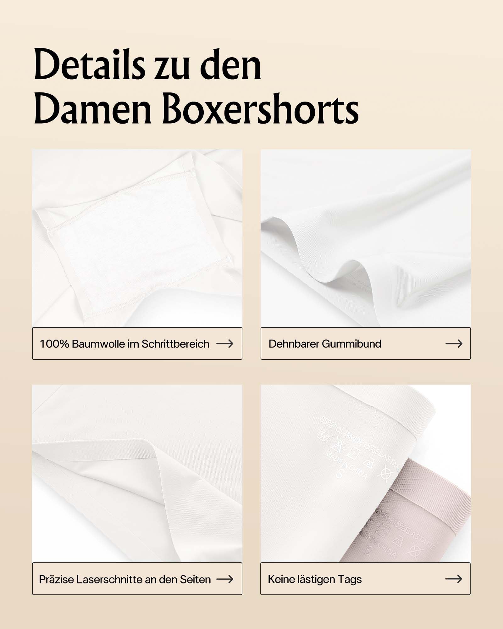 SHARICCA Boxershorts Damen Nahtlos Weich Unterhosen Damen Hohe Taille Radlerhose Hotpants Unterwäsche Boxershorts Seamless Mehrpack XS-XXL