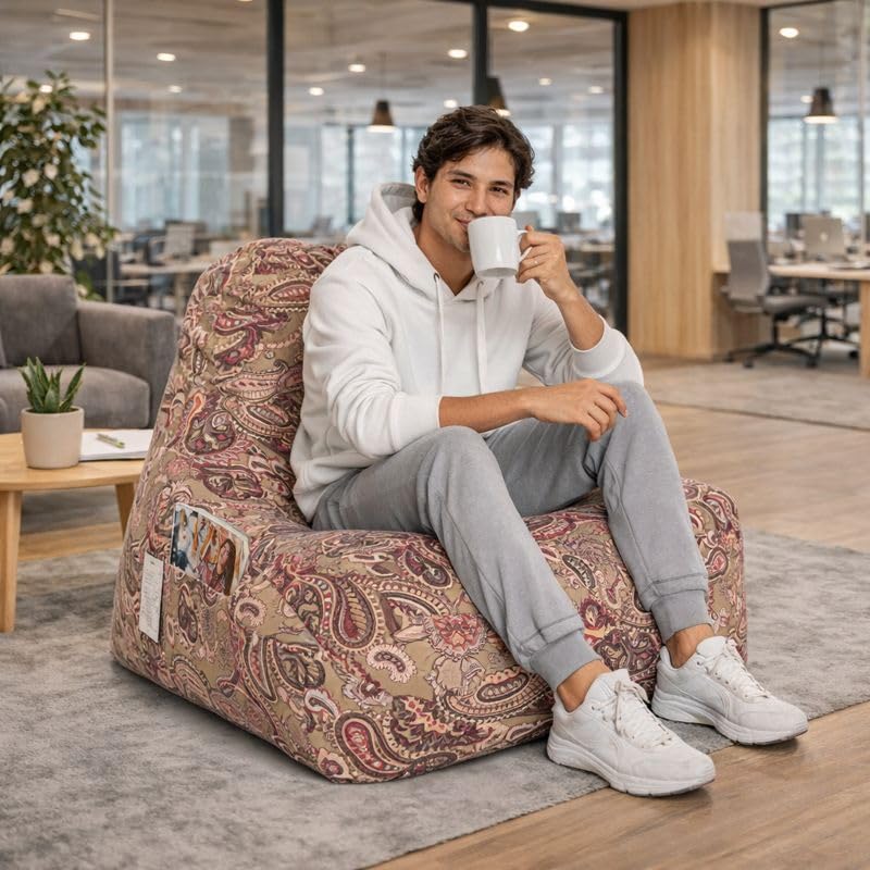Image of Style Homez Hackey Cotton Canvas Paisley Printed Bean Bag XXL Size Filled with Beans Fillers