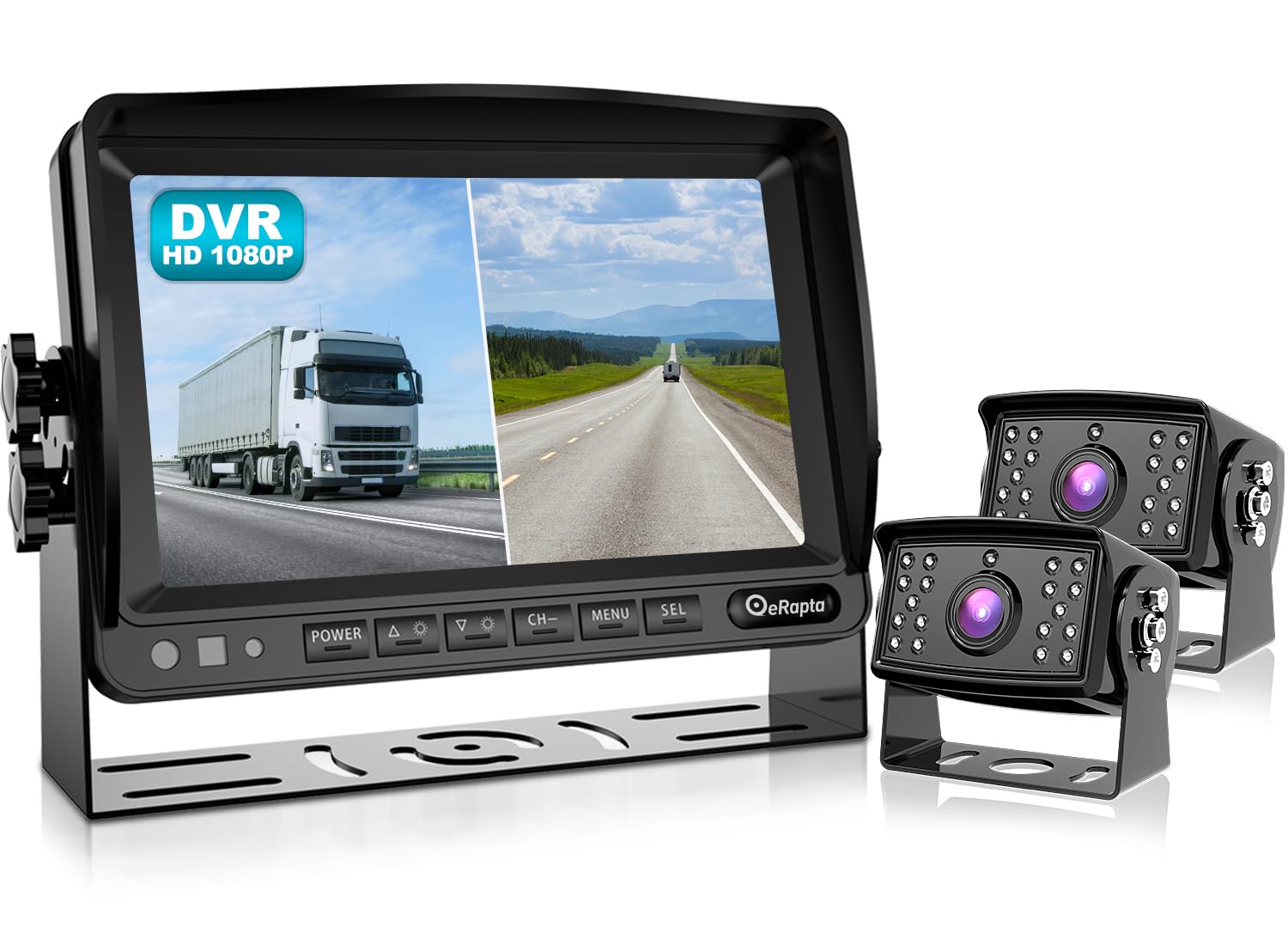 10" 1080P kabelgebundenes Rückfahrkamerasystem-Kit IP69 Wasserdicht | 10" HD Quad Split Screen Monitor mit Aufzeichnung, Seitenansichtskamera, Parklinien für LKW/Sattelauflieger/Kastenwagen