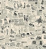 JZ·HOME Y9066 Vintage Newspaper Contact Paper 17.7'×9.8 ft Peel & Stick Old Newspaper Wallpaper Self Adhesive Shelf Drawer Liner Removable Waterproof Furniture Sticker Vinyl Decorative Film