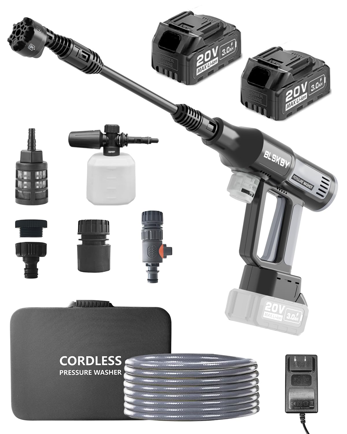 1200PSI Cordless Pressure Washer 2 Batteries - Brushless Cordless Power Washer with 6-in-1 Nozzle, Adjustable Foam Cannon LCD Touch Screen Battery Pressure Washer for Car Garden