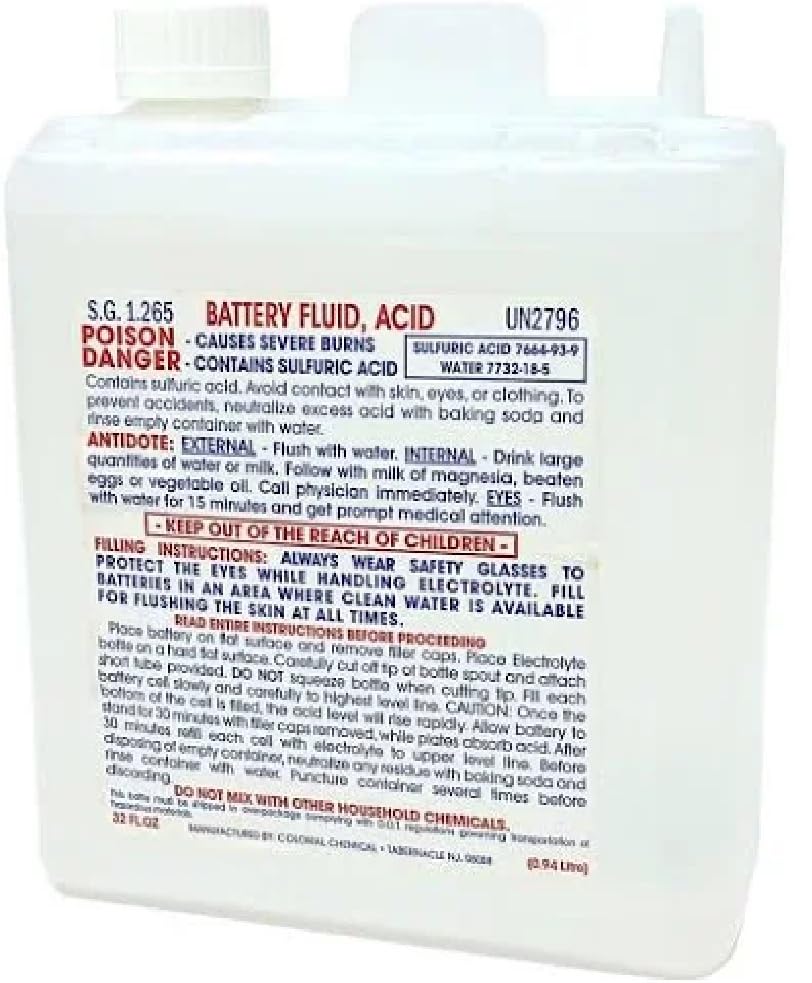 Power Sport Battery Fluid (Acid) 1Pack 0.94 Liter (32Oz.Fl.)