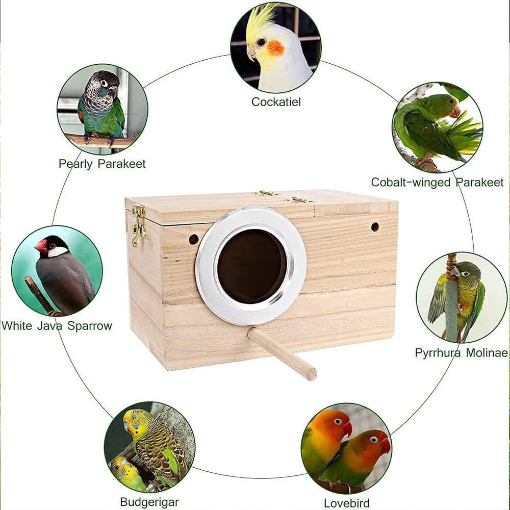 Caja De Nido De Cría De Loros, Parrotlets Acoplamiento Caja, Casa De Pájaros De Madera, Caja De Cría De Pájaros, Nido Cría para Aves Natural, para Agapornis, Loros (25 x 13 x 13 cm)