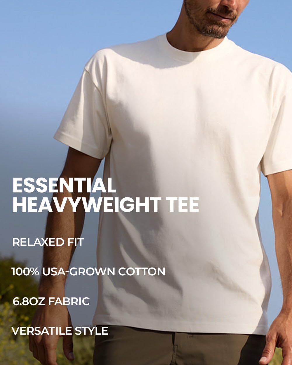 INTO THE AM Heavyweight T Shirts for Men S - 3XL Boxy Oversized 100% Cotton Thick Heavy Weight Tshirts Mens Tees