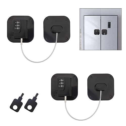 Cerradura de congelador, 2 cerraduras autoadhesivas para puerta de refrigerador con 2 llaves de ajuste de código, cerradura de combinación para