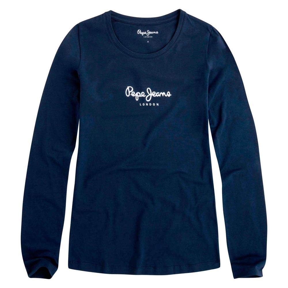 Pepe Jeans New Virginia Women's T-Shirt Slim Fit Long Sleeve Blue (Navy), L
