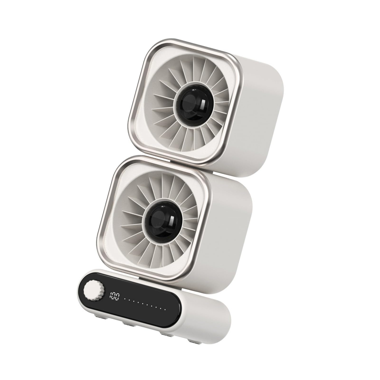 Uqezagpa White Compact Two Head Desk Fan Featuring 100 Speed Settings And Digital Display For Home Dormitory Use Individual Fan