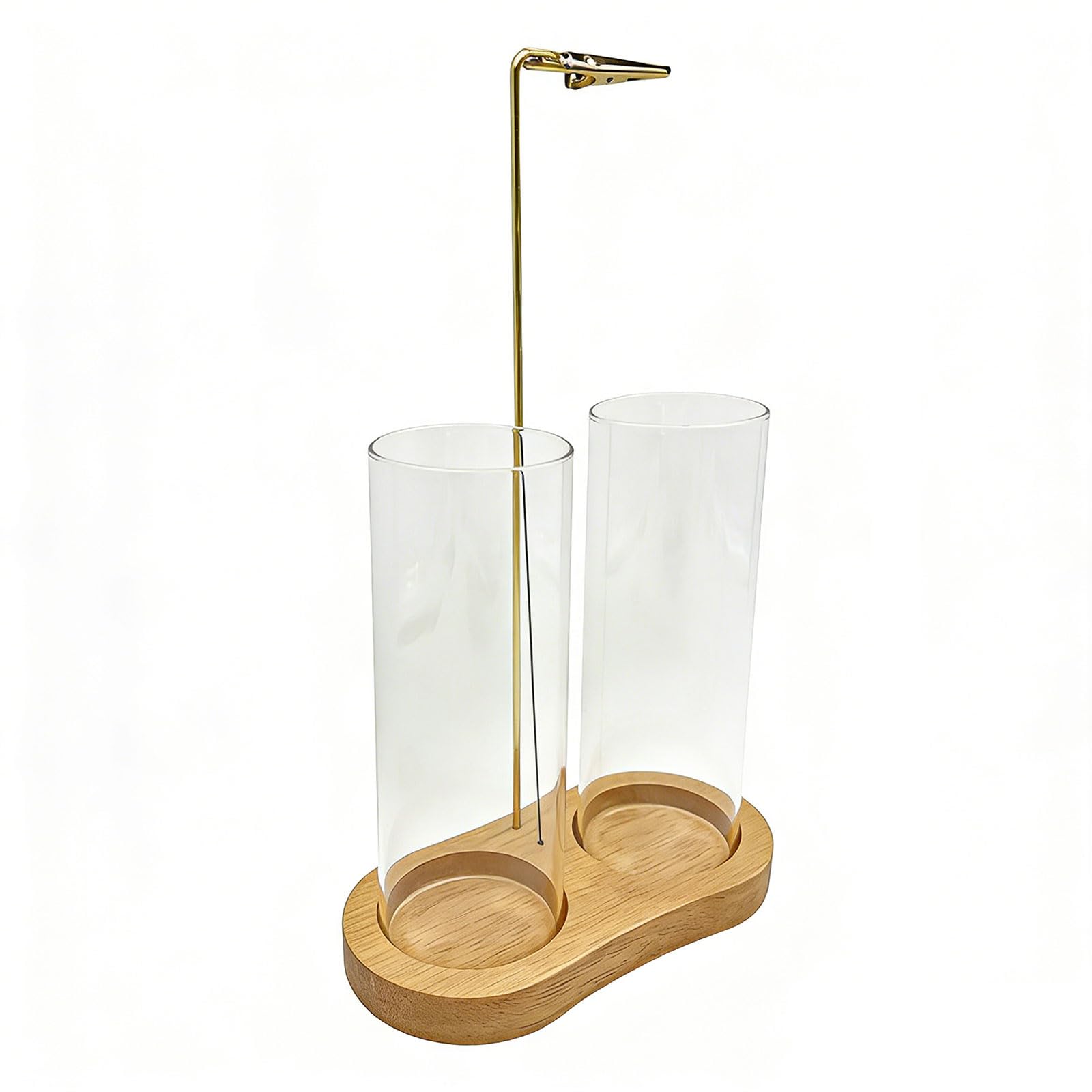 TQUXNGA Stylish 8 Shaped Wooden Base Dispenser with Double Glass Cups for Scent Distribution Feng Shui Scent Stove